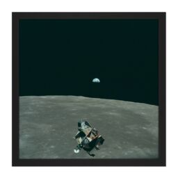 "Artery8 Wall Art Print Space NASA Earth Moon Lunar Module Mars Photo Square Framed Picture 16X16 Inch in Black - Size: W16"" x H16""" - thumbnail 1