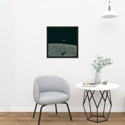"Artery8 Wall Art Print Space NASA Earth Moon Lunar Module Mars Photo Square Framed Picture 16X16 Inch in Black - Size: W16"" x H16""" - thumbnail 2