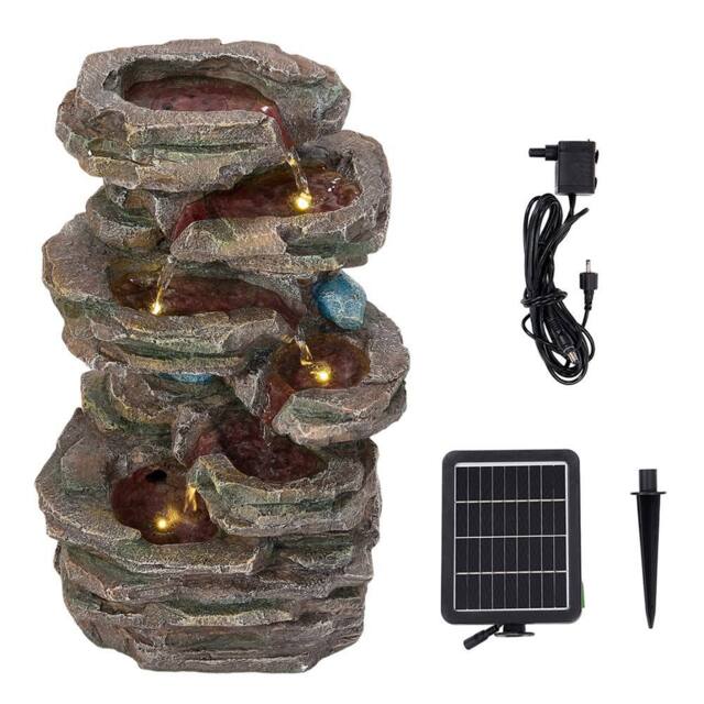 Living and Home Solar-Driven Water Fountain for Outdoor Gardening in Brown - image 1