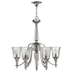 Loops 6 Bulb Chandelier Hanging Pendant LIght Sterling LED E14 60W Bulb - thumbnail 1