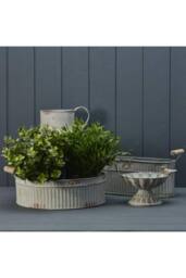 KDMD Vintage White Ribbed Zinc Jug Base - thumbnail 2