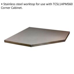 Loops 865mm Stainless Steel Worktop for ys02642 Modular Corner Cabinet in Metallics - thumbnail 2