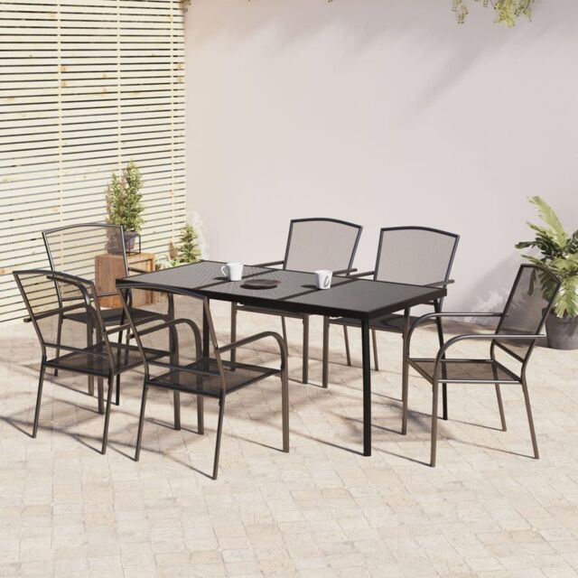 Berkfield Home 7 Piece Garden Dining Set Anthracite Steel in Black