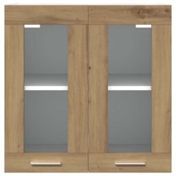 Berkfield Home Kitchen Wall Cabinet with Glass Door Artisan Oak 60x31x60 cm in Brown - Size: 60 x 31 x 60 cm - thumbnail 4