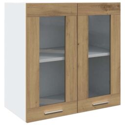 Berkfield Home Kitchen Wall Cabinet with Glass Door Artisan Oak 60x31x60 cm in Brown - Size: 60 x 31 x 60 cm - thumbnail 2