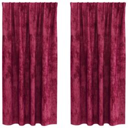 Berkfield Home Velvet Curtains 2 pcs with Eyelets Wine Red 175x140 cm - thumbnail 2