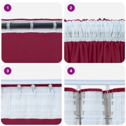 Berkfield Home Velvet Curtains 2 pcs with Eyelets Wine Red 175x140 cm - thumbnail 4