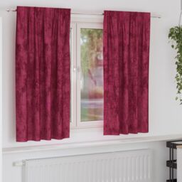 Berkfield Home Velvet Curtains 2 pcs with Eyelets Wine Red 175x140 cm