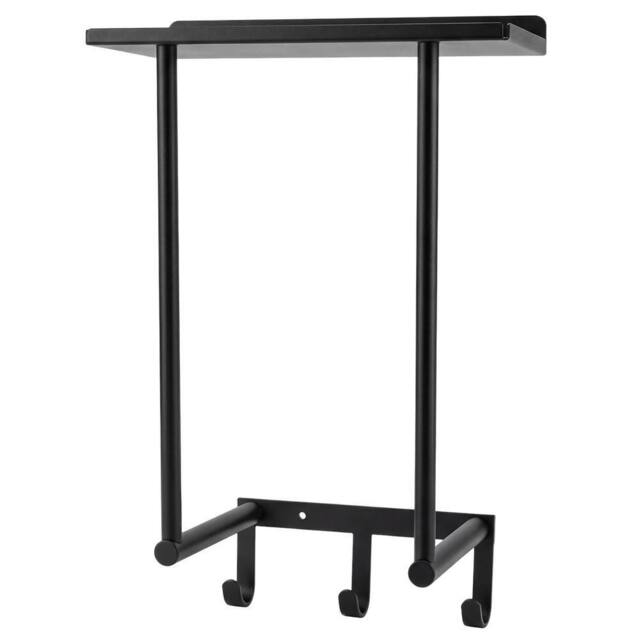 Levede Towel Rack Wall Mounted Shelf Bathroom Storage Holder with Hooks in Black - image 1