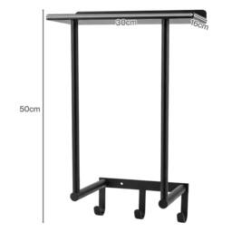 Levede Towel Rack Wall Mounted Shelf Bathroom Storage Holder with Hooks in Black - thumbnail 4