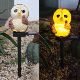 Leaper Liking Owl LED Solar Outdoor Landscape Garden Decoration Light in White - thumbnail 1