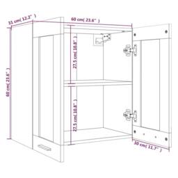 Berkfield Home Hanging Glass Cabinet Smoked Oak 60x31x60 cm Engineered Wood in Brown - Size: 60 x 31 x 60 cm - thumbnail 9