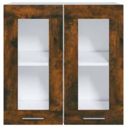 Berkfield Home Hanging Glass Cabinet Smoked Oak 60x31x60 cm Engineered Wood in Brown - Size: 60 x 31 x 60 cm - thumbnail 1