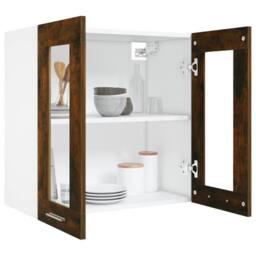 Berkfield Home Hanging Glass Cabinet Smoked Oak 60x31x60 cm Engineered Wood in Brown - Size: 60 x 31 x 60 cm - thumbnail 7