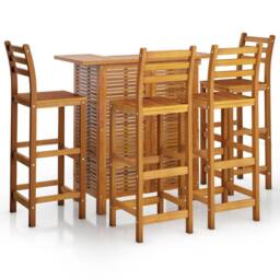 Berkfield Home Beautiful 5 Piece Garden Bar Set Solid Wood Acacia in Brown - thumbnail 3