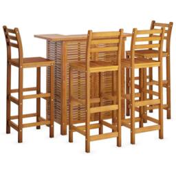 Berkfield Home Beautiful 5 Piece Garden Bar Set Solid Wood Acacia in Brown - thumbnail 1