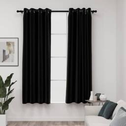 Berkfield Home Linen-Look Blackout Curtains 2 pcs Anthracite 140x175cm in Black - Size: 140x175 cm - thumbnail 2