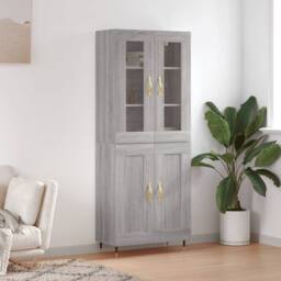 Berkfield Home Highboard Grey Sonoma 69.5x34x180 cm Engineered Wood - thumbnail 2