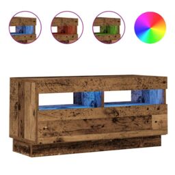Berkfield Home TV Cabinet with LED Lights Old Wood 80x35x40 cm Engineered Wood - Size: 80 x 35 x 40 cm - thumbnail 2