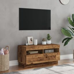 Berkfield Home TV Cabinet with LED Lights Old Wood 80x35x40 cm Engineered Wood - Size: 80 x 35 x 40 cm - thumbnail 3