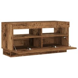 Berkfield Home TV Cabinet with LED Lights Old Wood 80x35x40 cm Engineered Wood - Size: 80 x 35 x 40 cm - thumbnail 9