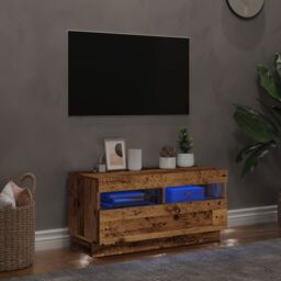 Berkfield Home TV Cabinet with LED Lights Old Wood 80x35x40 cm Engineered Wood - Size: 80 x 35 x 40 cm - thumbnail 4