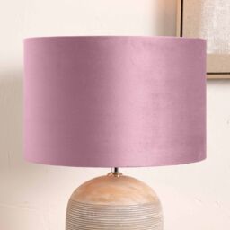 Ruma Blush Pink Velvet Cylinder Shade for Table Lamps & Floor Lamps - Size: 12 inches - thumbnail 1