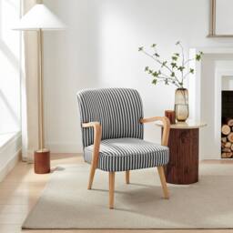 FurnitureboxUK Sylvie Accent Chair with Oak Effect Legs in Black - thumbnail 1