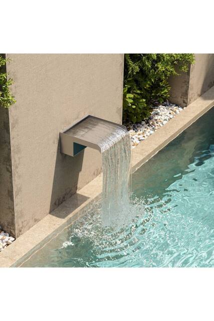 Living and Home 20cmW x 20cmD Wall-Mounted Water Blade Back Entry Garden Waterfall Pool Fountain in Silver - Size: 20 cmW x 20 cmD - image 1