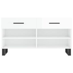 Berkfield Home Shoe Bench High Gloss White 102x35x55 cm Engineered Wood - Size: 102 x 35 x 55 cm - thumbnail 6