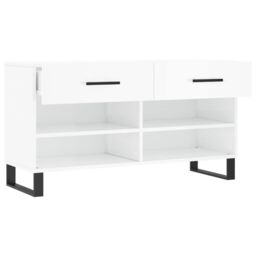 Berkfield Home Shoe Bench High Gloss White 102x35x55 cm Engineered Wood - Size: 102 x 35 x 55 cm - thumbnail 5