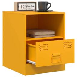Berkfield Home Bedside Cabinets 2 pcs Mustard Yellow 34.5x39x44 cm Steel - thumbnail 4