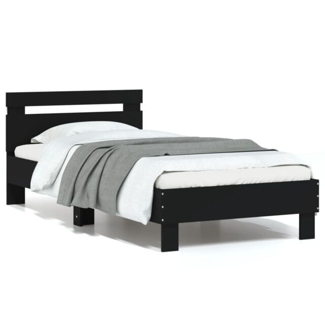 Berkfield Home Bed Frame without Mattress with LED Lights Black 75x190 cm Small Single - image 1