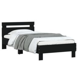 Berkfield Home Bed Frame without Mattress with LED Lights Black 75x190 cm Small Single - thumbnail 5