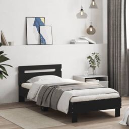 Berkfield Home Bed Frame without Mattress with LED Lights Black 75x190 cm Small Single - thumbnail 3