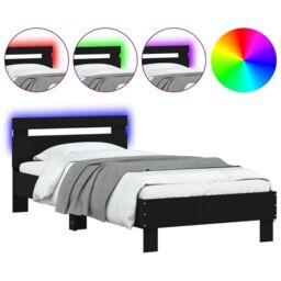 Berkfield Home Bed Frame without Mattress with LED Lights Black 75x190 cm Small Single - thumbnail 2