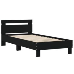 Berkfield Home Bed Frame without Mattress with LED Lights Black 75x190 cm Small Single - thumbnail 6