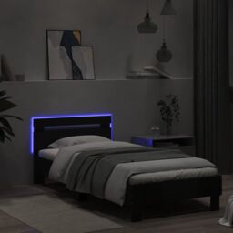 Berkfield Home Bed Frame without Mattress with LED Lights Black 75x190 cm Small Single - thumbnail 4