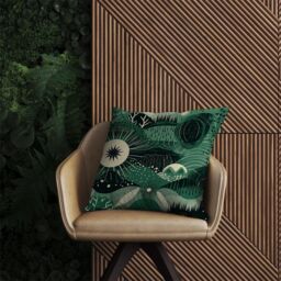 Warren Reed - Designer Abstract Green Moon Outdoor Cushion - Size: 60 cm x 60 cm - thumbnail 2