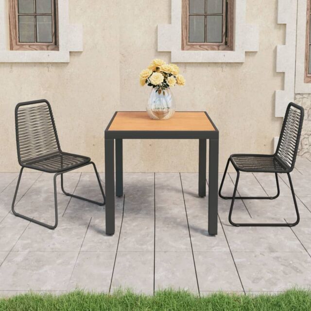 Berkfield Home 3 Piece Garden Dining Set PVC Rattan Black & Brown - image 1