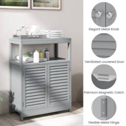 Kelvenix Wooden Storage Cabinet Bathroom Floor Cabinet in Grey - thumbnail 4