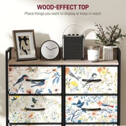 HOMCOM Chest of Drawers, Fabric Dresser with Open Shelf in White - thumbnail 5