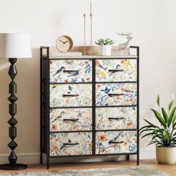 HOMCOM Chest of Drawers, Fabric Dresser with Open Shelf in White - thumbnail 1