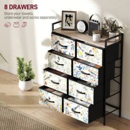 HOMCOM Chest of Drawers, Fabric Dresser with Open Shelf in White - thumbnail 4