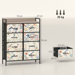 HOMCOM Chest of Drawers, Fabric Dresser with Open Shelf in White - thumbnail 3