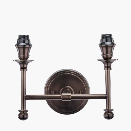 Ruma Antique Bronze Metal Double Wall Light - image 1