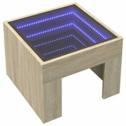 Berkfield Home Decorative Coffee Table with Infinity LED Sonoma Oak 40x40x30 cm in Light Brown - Size: 40 x 40 x 30 cm - thumbnail 1