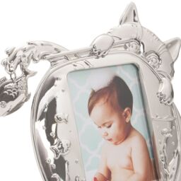 Happy Homewares Quirky Hiding Cat Themed Nickel Plated Picture Frame with Hanging Fish in Metallic Silver - thumbnail 5