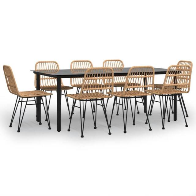 Berkfield Home 9 Piece Garden Dining Set Poly Rattan in Brown - image 1