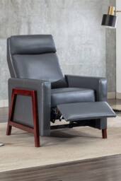 More4Homes Riley Pushback Recliner Air Leather Modern Accent Recliner Chair in Grey - thumbnail 1